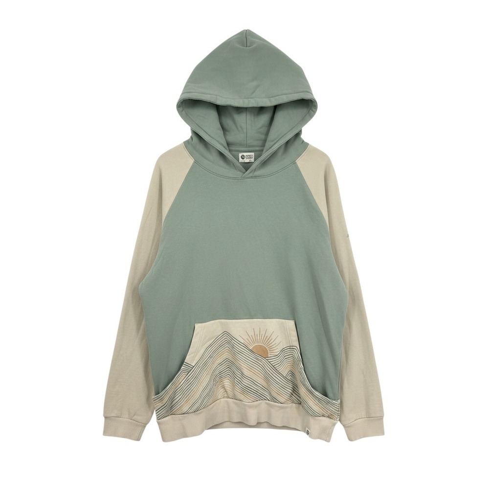 Happy Earth Organic Cotton Ridge Pullover Hoodie Sage Green Tan 3XL